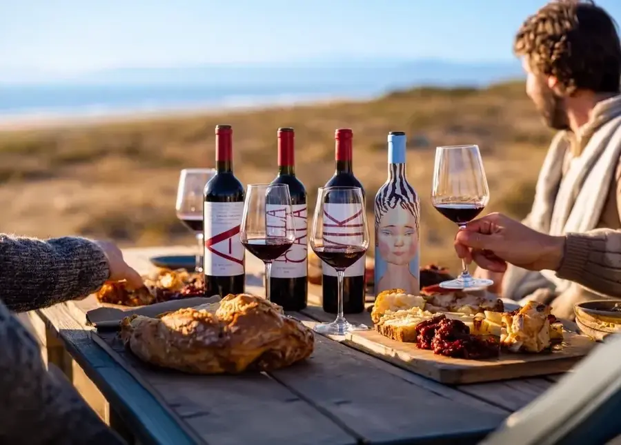 VIK wines and a table laid for a tasting